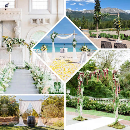 Efavormart 7FT Rustic Square Wedding Arch Wooden Backdrop Stand, Wedding Ceremony Arch - Brown