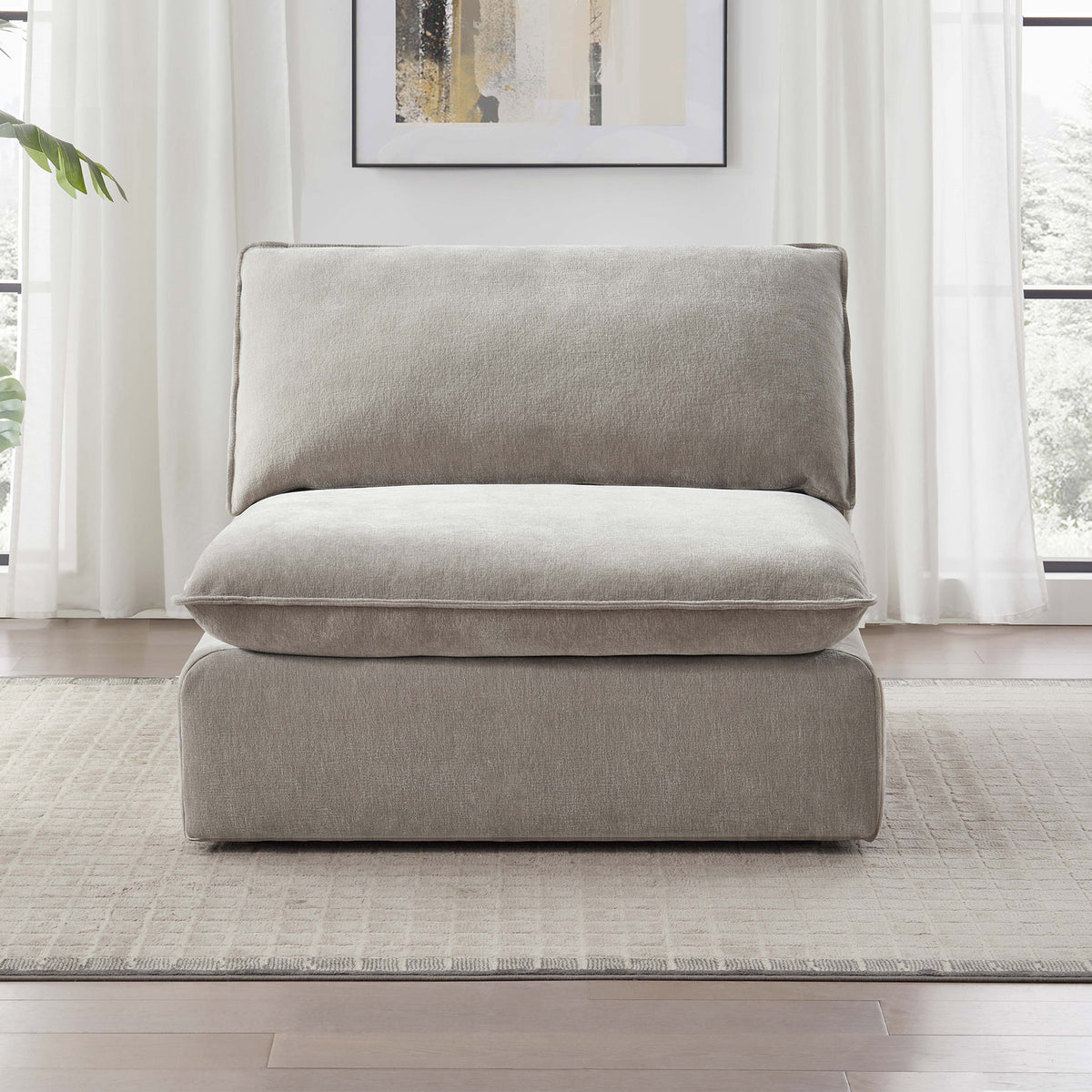 Sereen Fabric Armless Chair, Taupe
