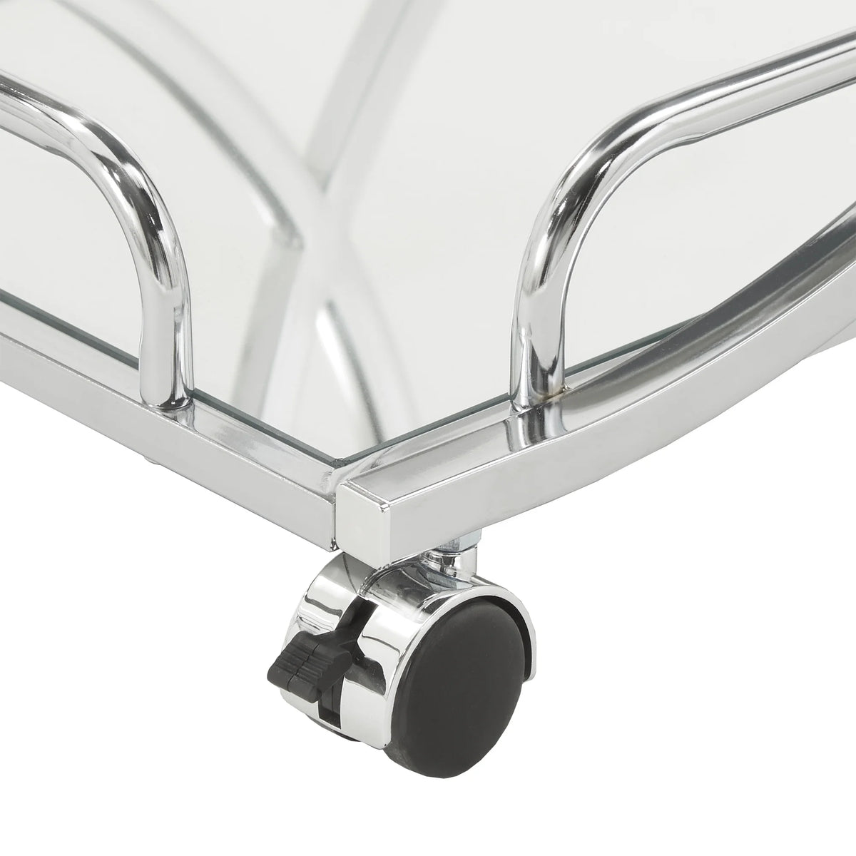 Weston Home Nicole Chrome Finish Bar Cart with Curving Metal Frame