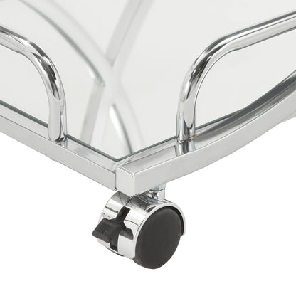 Weston Home Nicole Chrome Finish Bar Cart with Curving Metal Frame