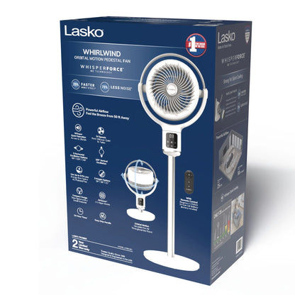 Lasko Whirlwind 7 24-Speed Orbital Motion 25ft/s Airflow Remote Control Pedestal Fan, APDC301