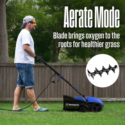 Westinghouse W13ADAC 13-Inch 12 Amp 2-in-1 Corded Electric Dethatcher and Aerator with 8 Gallon Thatch Collection Bag, 4-Position Depth Adjustment, Foldable Handle