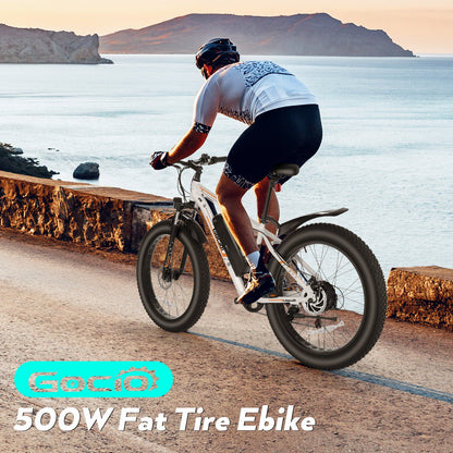 Gocio 26" 4.0 Fat Tire Electric Bike for Adults, 500W Motor, 48V 13Ah Battery, Lightweight Aluminum Alloy Frame, Max 22Mph Electric Mountain Bike Beach Snow Ebike for Men, Professional 7-Speed UL2849