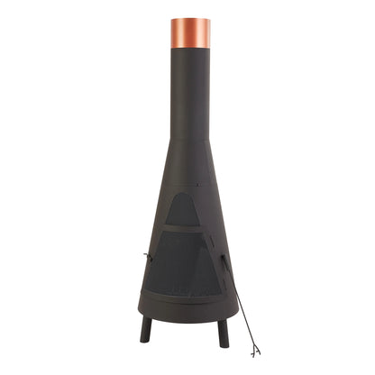 Mainstays 67 Tall Round Powder-Coated-Black Finish Steel Wood Burning Chiminea