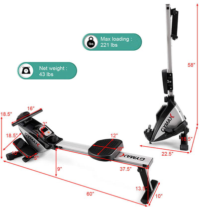 Gymax Folding Magnetic Rowing Machine Rower Exercise Cardio Adjustable Resistance