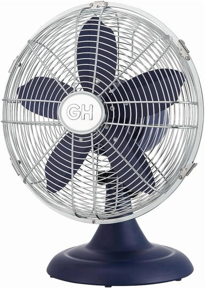 Good Housekeeping Retro All-Metal Table Fan (92618) with 3 Speed Settings, Wide Oscillation, and Carrying Handle