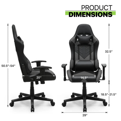 Magshion Ergonomic Gaming Chair, Comfortable Gaming Chair, Computer Chair Leather Desk Chair Adjustable Swivel Gaming Office Chair, Blue