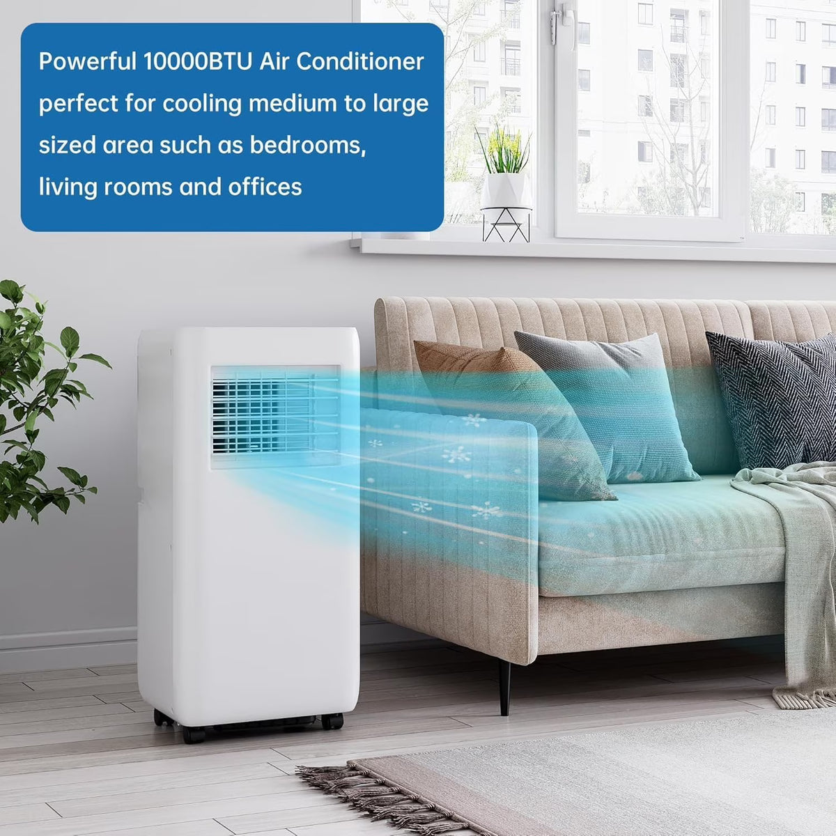 10000 Btu Portable Air Conditioners, 3-in-1 AC Unit, Dehumidifier, and Fan Mode, Portable AC with 24H Timer & Remote Control for Home, Office, School