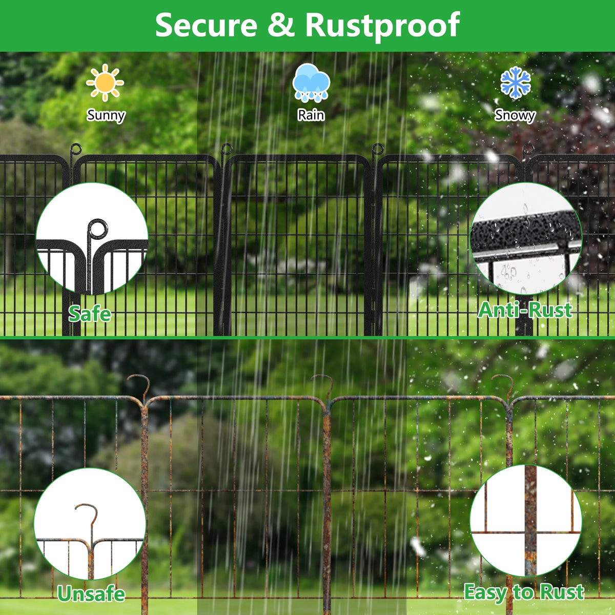 Garden Fence with Gate Fencing No Dig Fence Panels 30ft(L) 32in(H) for Yard Animal Barrier Decorative Garden Fencing for Backyard Patio Garden Fences and Borders for Dogs