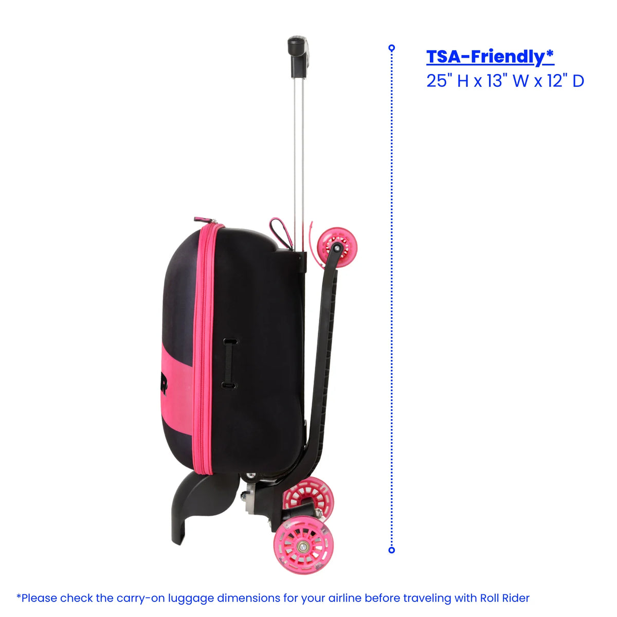 Roll Rider Scooter Carry-On, Bolt Blue- For Kids Ages 3-12