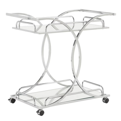 Weston Home Nicole Chrome Finish Bar Cart with Curving Metal Frame