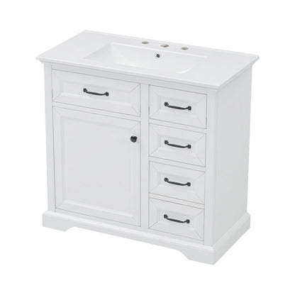 Christopher Knight Home 36" Bathroom Vanity with Sink, Tip-out Drawers, Soft-Close Doors, Grey