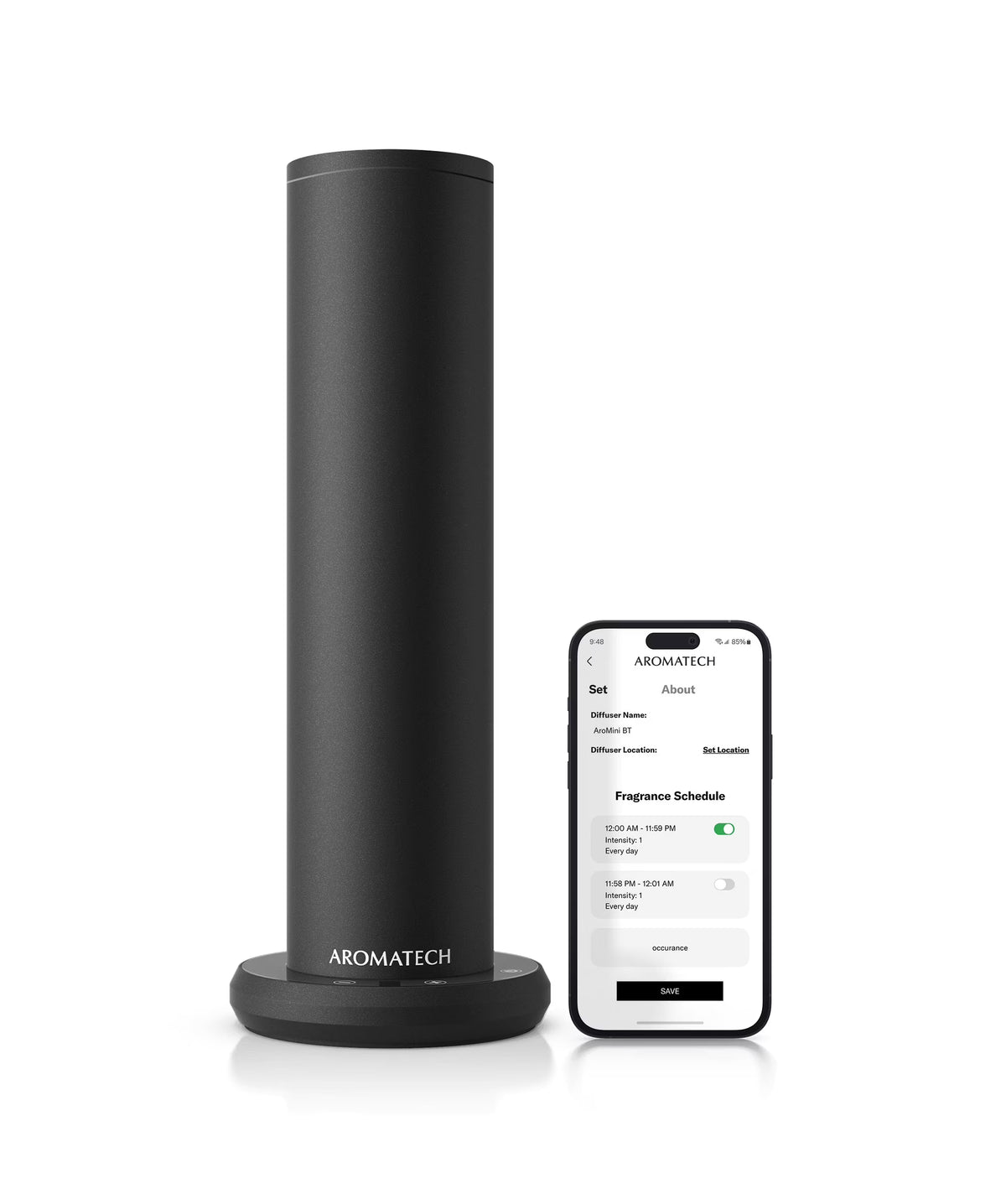 AromaTech New AroMini BT Plus Scent Diffuser w/Bluetooth Cold-Air Diffusion Scent Machine for Home, Office, Hotel, Spa Nebulizing Diffusion System for Essential Oil Blends (Black)