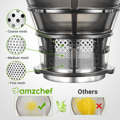 AMZCHEF 5.3-Inch Self-Feeding Masticating Juicer