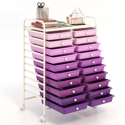 Costway 20 Drawer Rolling Storage Cart Tools Scrapbook Paper Office School Organizer Yellow