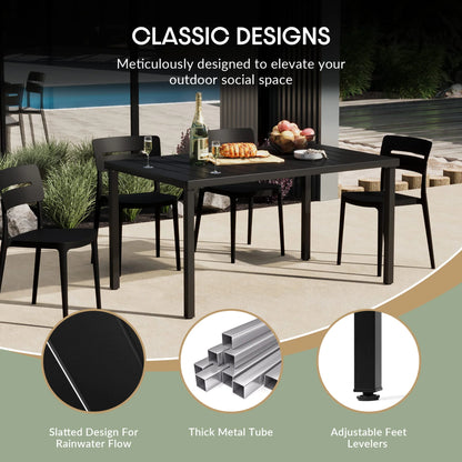WestinTrends Playa 59" Iron Metal Outdoor Rectangular Patio Dining Table For 6, Olive Green