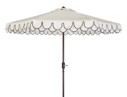 SAFAVIEH Outdoor Collection Elegant Valance 9-Foot Tilt Umbrella Navy / White