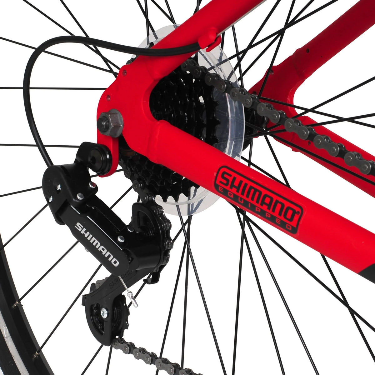 Bicycle 700c Men's Spin fit Hybrid Bike, Black and Red
