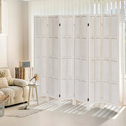 Aletheiawu 4 Panel Room Divider Wall and Folding Privacy Screens No Installation Required White