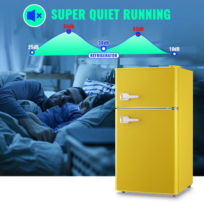 Tacool 3.5 Cu.ft Retro Mini Fridge with Freezer, 2 Door Small Refrigerator with 7 Adjustable Thermostat for Home, Blue