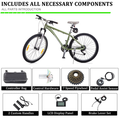 Ktaxon 48V 1000W Electric Bicycle Motor Kit, 26" Front Wheel E-Bike Conversion Kit w/ LCD Display (without Battery)