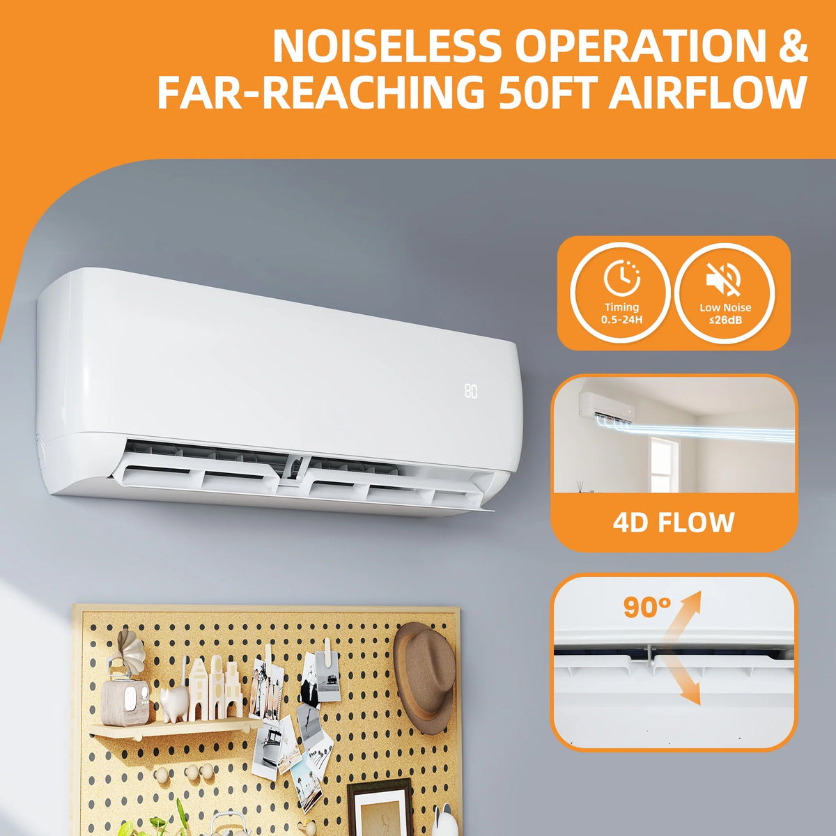 Uforic 12000 BTU Mini Split AC Heat Pump, WiFi, Alexa Compatible, 20 SEER2, Cools 750 Sq.Ft, 115V