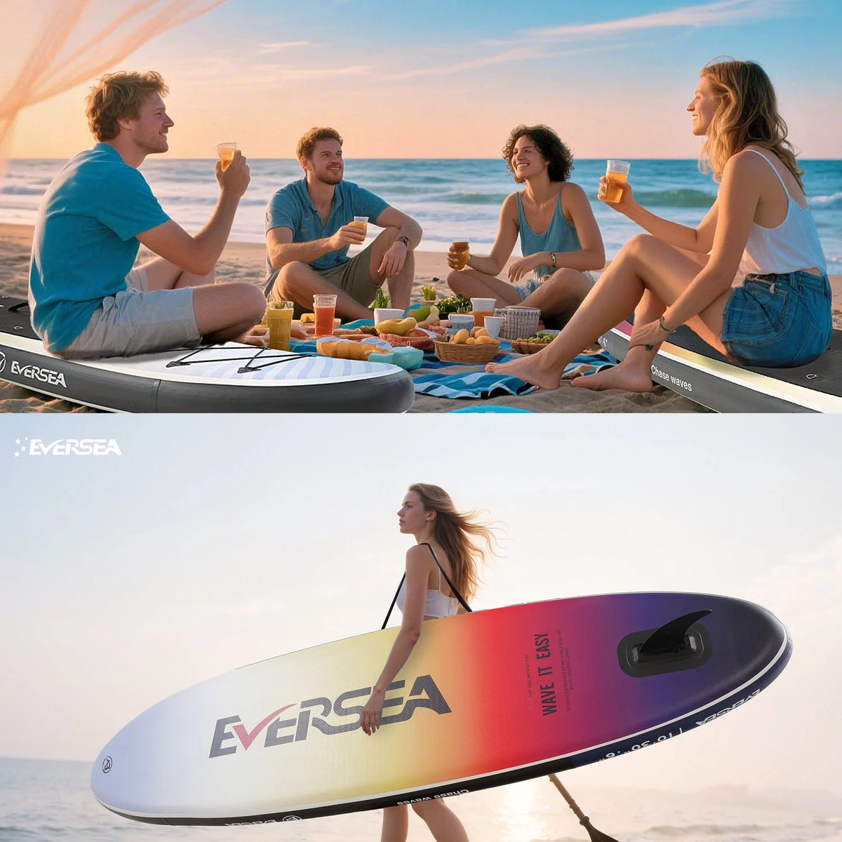 MSEASFREE 10' Inflatable Stand up Paddle Board,with Premium SUP Paddle Board Accessories,Non-Slip Comfort Deck for Youth & Adults