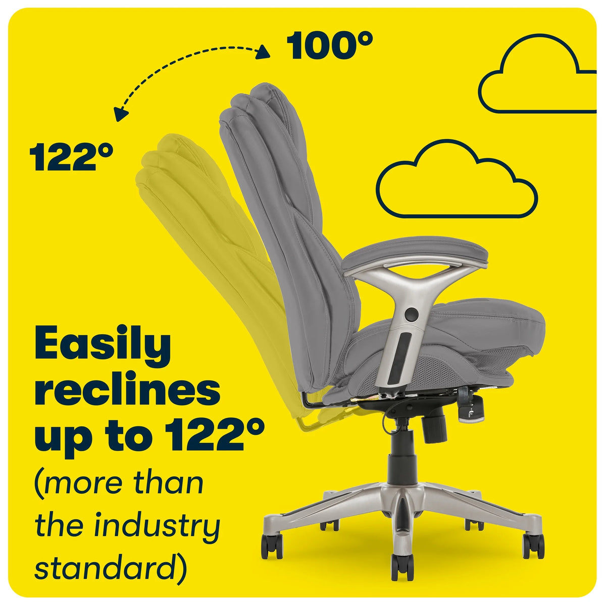 Serta Back in Motion Technology Fabric Executive Office Chair, Light Gray