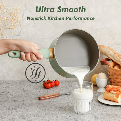 SENSARTE Nonstick Pots and Pans Set, 18Pcs Non Stick Cookware Sets, Induction Kitchen Cookware Sets Green