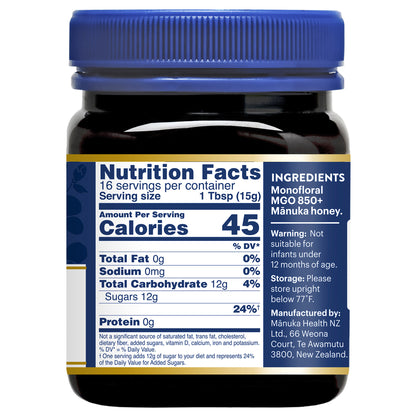 Manuka Health UMF 20+ (MGO 850+) Raw Manuka Honey 8.8 oz
