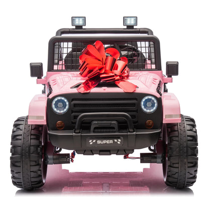 Joyracer 4WD 24 Volt Ride on Toys, 2 Seater Power Car wheels UTV with 800W Motors, Remote Control, Bluetooth Music, Spring Suspension, LED Light, Pink