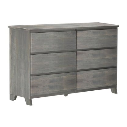 Plank+Beam Solid Wood Farmhouse 6 Drawer Dresser, Barnwood Brown