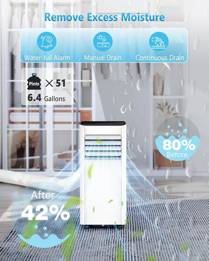 Portable Air Conditioners with cooling/dehumidification/fan/sleep mode,4-IN-1 Portable AC with 24H Timer & Remote Control & Window Kit,8000 BTU