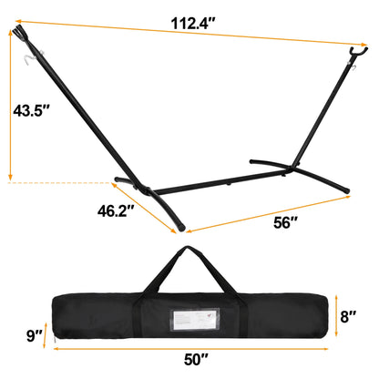 ZenSports 450lbs Adjustable 9FT Double Steel Hammock Stand Frame W/Portable Carry Bag, Black