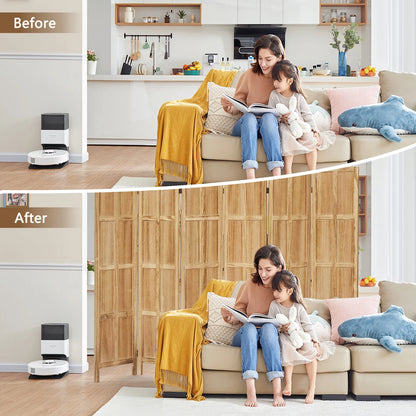 Aletheiawu 4 Panel Room Divider Wall and Folding Privacy Screens No Installation Required White