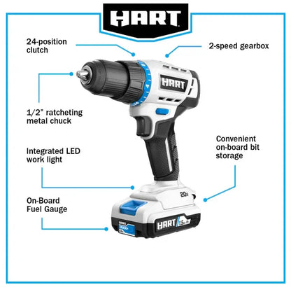 HART 20-Volt Cordless 4 Tool Combo Kit