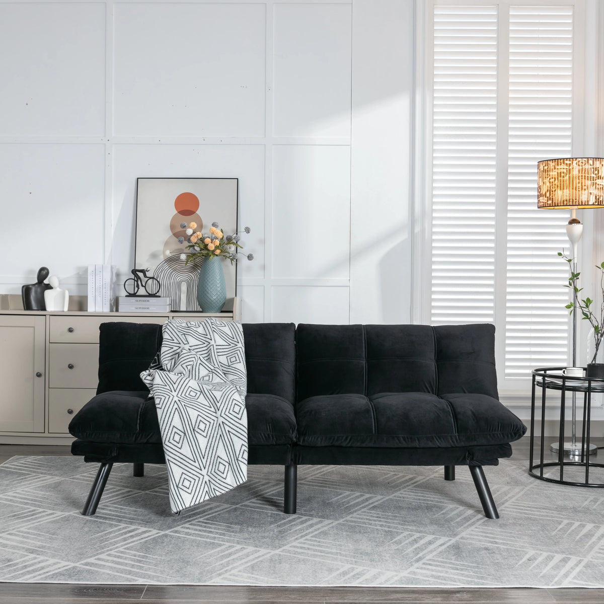 PAPROOS Convertible Sofa Bed, Folding Futon Sofa Bed, Upholstered Sofa Bed Couch, Loveseat Sleeper Sofa for Small Space, Apartment, Living Room, Cream