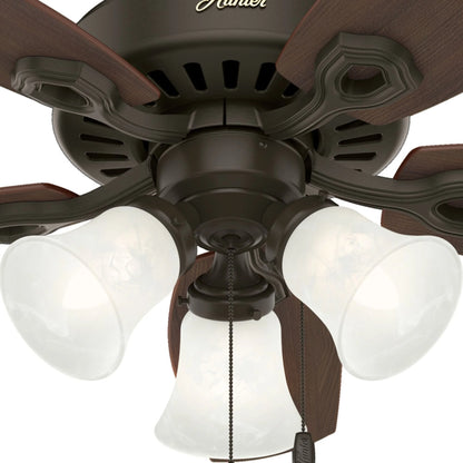 Hunter - Builder Indoor Ceiling Fan With Light, 42-inch, Snow White, Traditional-style, 3-speed WhisperWind Motor, 52105, for living rooms, bedrooms, home offices, kitchens