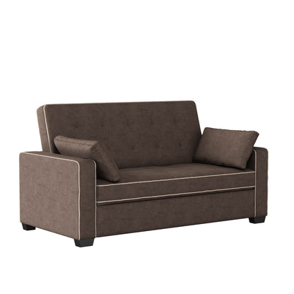 Serta Dream Convertibles Monroe Modern Polyester Convertible Queen Sofa Bed with Pillows Grey