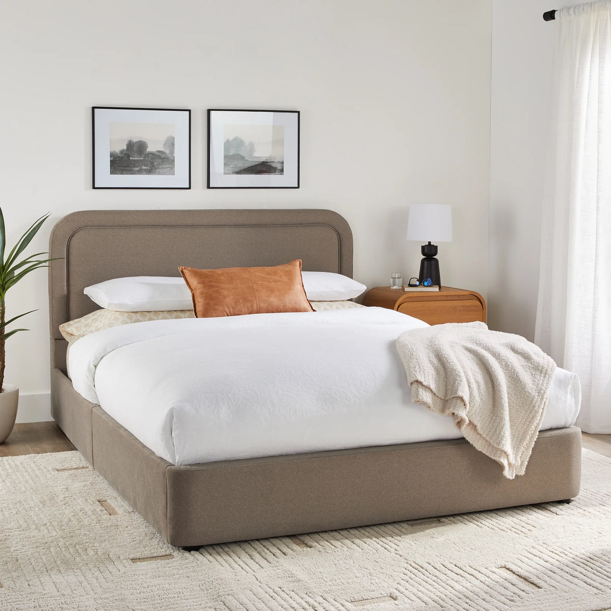 Better Homes & Gardens Juliet King Boucle Platform Bed, Ivory