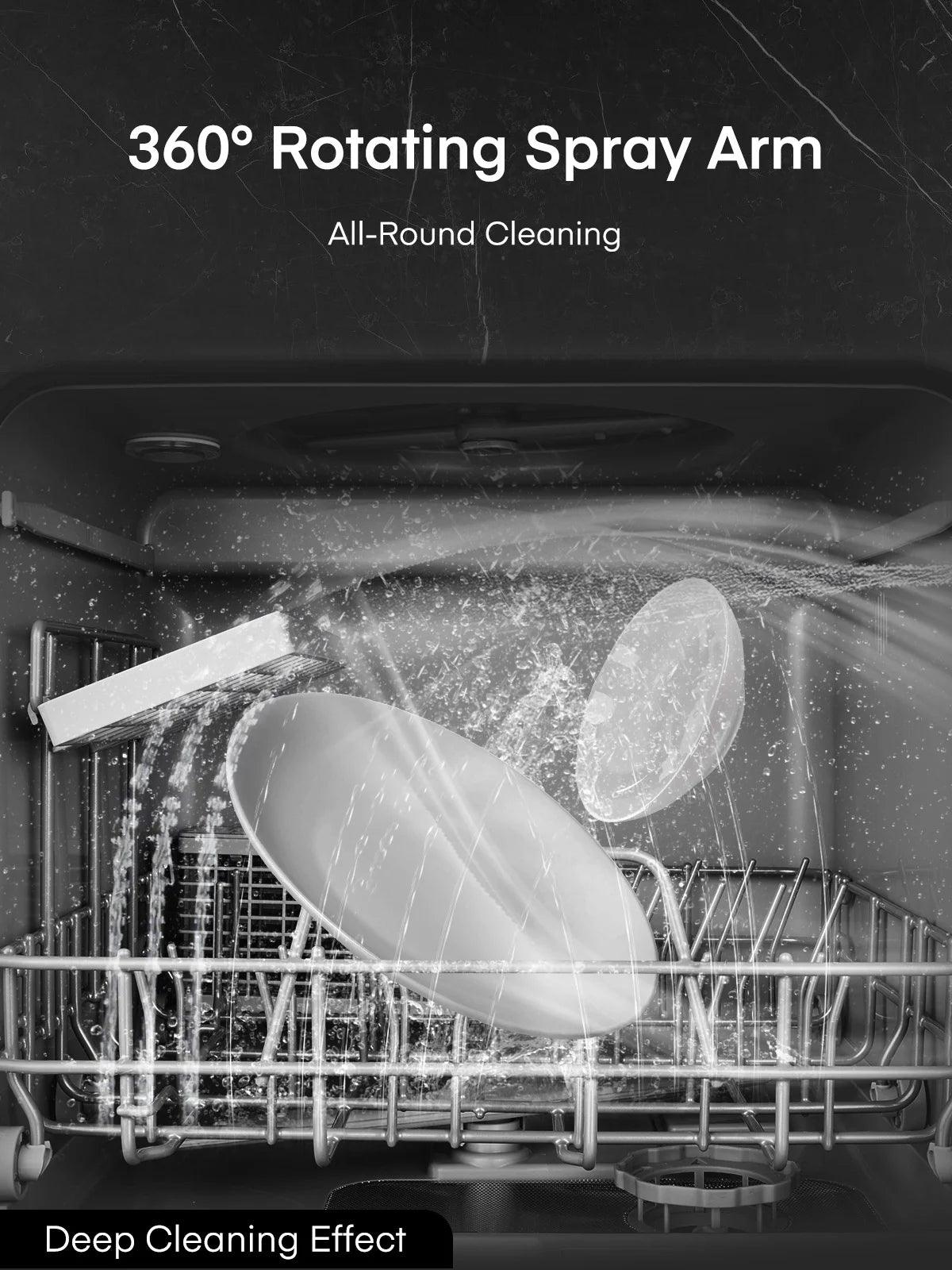 FOHERE Countertop Dishwasher with 6H Delay Cleaning, Portable Dishwasher w/5L Built-in Water Tank, 6 Programs, 360 Dual Spray, High-Temp
