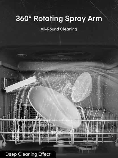 FOHERE Countertop Dishwasher with 6H Delay Cleaning, Portable Dishwasher w/5L Built-in Water Tank, 6 Programs, 360 Dual Spray, High-Temp