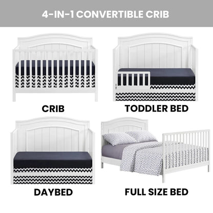 Oxford Baby North Bay 4-in-1 Convertible Crib, Snow White, GREENGUARD Gold Certified, Wooden Crib