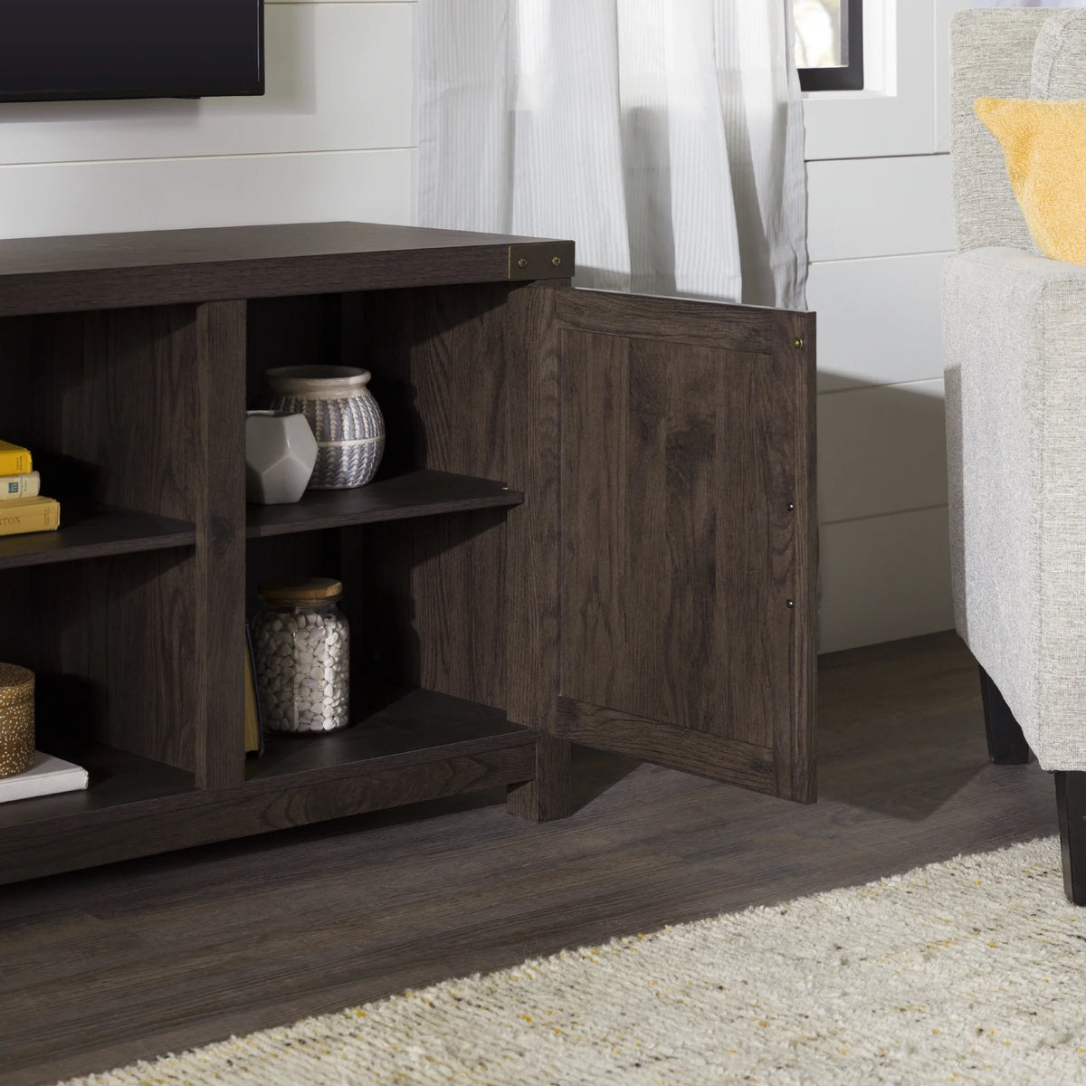 Walker Edison Modern Farmhouse Barn Door TV Stand for TVs up to 65", Grey Wash