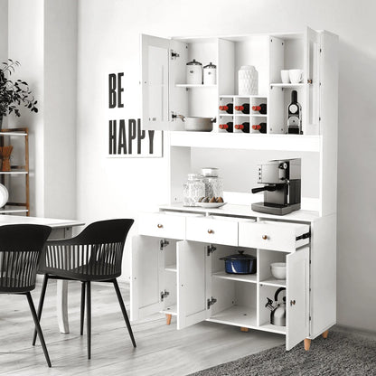 Freestanding Kitchen Pantry Cupboard Cabinet with 3 Drawers with 5 Storage Cabinets