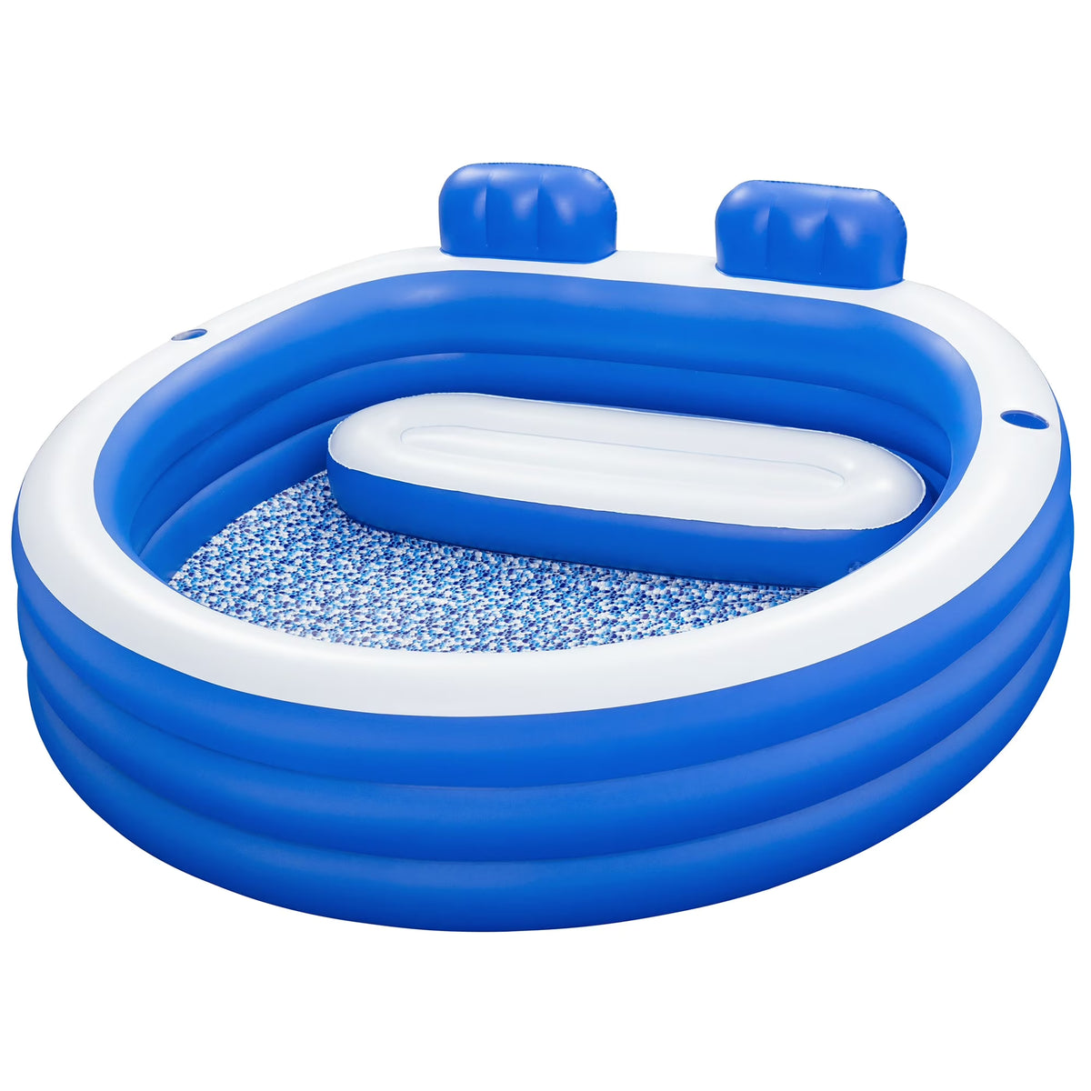 H2OGO! Splash Paradise Family Pool 7'7" x 7'2" x 31"  - Inflatable, Blue & White, Bestway, 225 Gallon Capacity, Outdoor & Backyard, Bench Seat, Built-In Cupholders, Suitable For Children Ages 6+