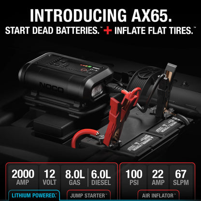 NOCO Boost Air AX65: 2000A Jump Starter with 22A 100 PSI Air Compressor