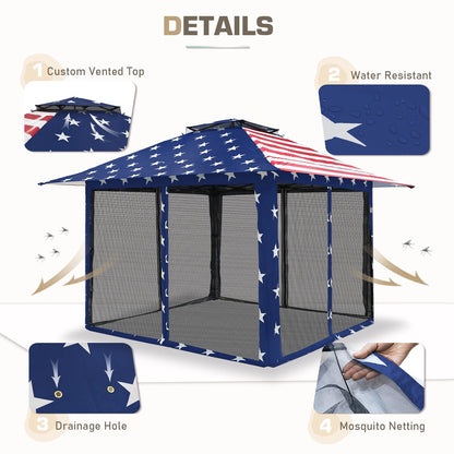EAGLE PEAK 13' x 13' Pop-Up Gazebo Tent Instant w/Mosquito Netting，Outdoor Gazebo Canopy Easy Set-up Folding Shelter (Beige/Brown)