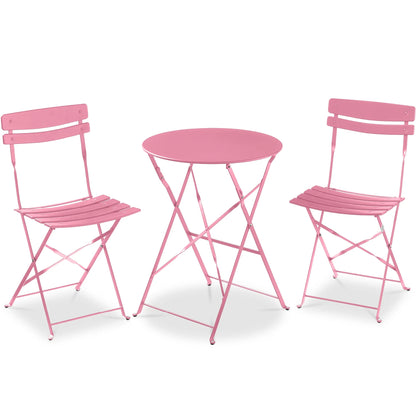 Best Choice Products 3-Piece Small Bistro Set, Folding Patio Furniture Set of 2 Chairs and Table - Black