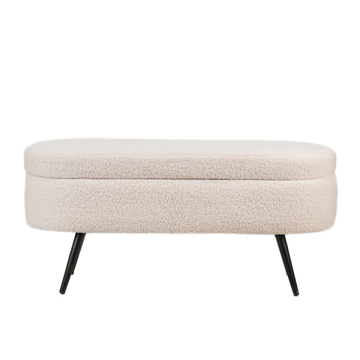 Metal and White Boucle Storage Bench Modern Design Style Entryway